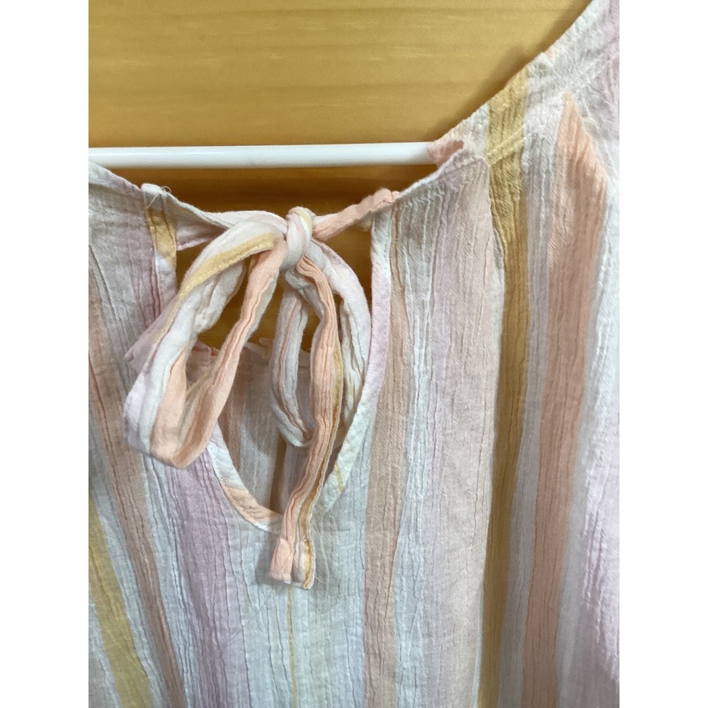 Lauren Conrad Womens Pink Peach Striped Cotton Gauze Tie Blouse Size M - Picture 5 of 10